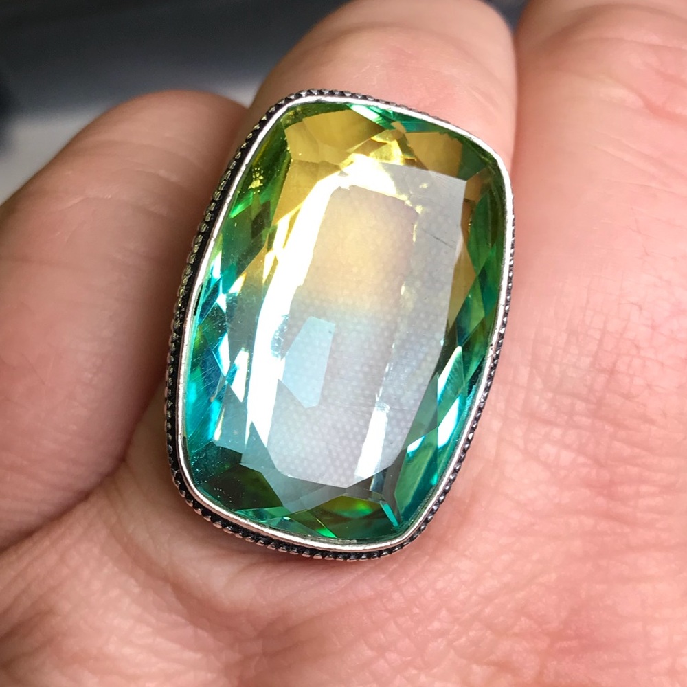 Huge Tourmaline & silver statement ring 925 Sz9
